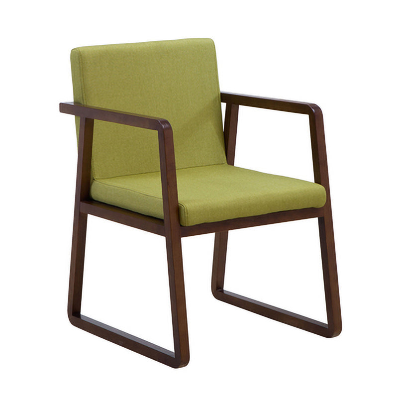 Contemporary Wood Dining Arm Chairs Upholstered Fabric Dining Side Chair for Restaurant Green 1 Piece Walnut Clearhalo ' kitchen&dining_furn' 'Dining Chairs' 'Dining Tables & Seating' 'dining_chair' 'furn' 'furn_dining_chair' 'Furniture' 'furniture_dining_chair' 'Kitchen & Dining Furniture' 'kitchen' 4040493