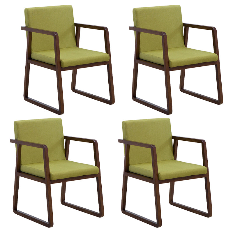 Contemporary Wood Dining Arm Chairs Upholstered Fabric Dining Side Chair for Restaurant Green 4 Piece Set Walnut Clearhalo ' kitchen&dining_furn' 'Dining Chairs' 'Dining Tables & Seating' 'dining_chair' 'furn' 'furn_dining_chair' 'Furniture' 'furniture_dining_chair' 'Kitchen & Dining Furniture' 'kitchen' 4040495