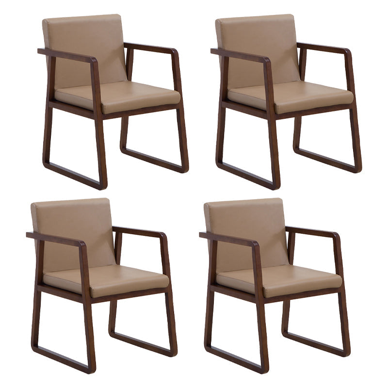 Contemporary Wood Dining Arm Chairs Upholstered Fabric Dining Side Chair for Restaurant Khaki 4 Piece Set Walnut Clearhalo ' kitchen&dining_furn' 'Dining Chairs' 'Dining Tables & Seating' 'dining_chair' 'furn' 'furn_dining_chair' 'Furniture' 'furniture_dining_chair' 'Kitchen & Dining Furniture' 'kitchen' 4040498