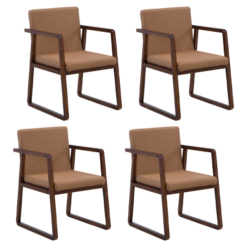Contemporary Wood Dining Arm Chairs Upholstered Fabric Dining Side Chair for Restaurant Light Brown 4 Piece Set Walnut Clearhalo ' kitchen&dining_furn' 'Dining Chairs' 'Dining Tables & Seating' 'dining_chair' 'furn' 'furn_dining_chair' 'Furniture' 'furniture_dining_chair' 'Kitchen & Dining Furniture' 'kitchen' 4040501