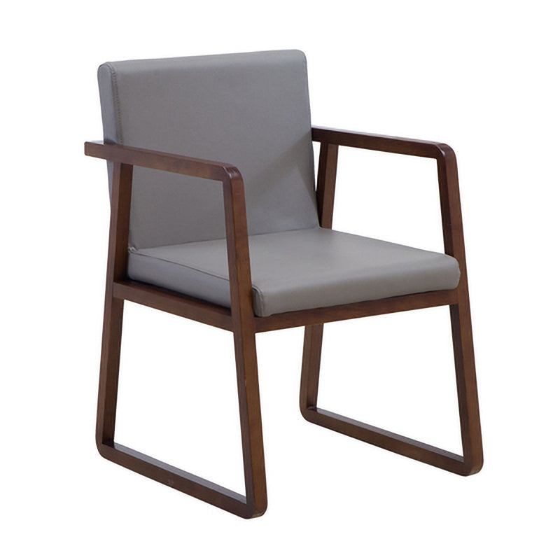 Contemporary Wood Dining Arm Chairs Upholstered Fabric Dining Side Chair for Restaurant Smoke Gray 1 Piece Walnut Clearhalo ' kitchen&dining_furn' 'Dining Chairs' 'Dining Tables & Seating' 'dining_chair' 'furn' 'furn_dining_chair' 'Furniture' 'furniture_dining_chair' 'Kitchen & Dining Furniture' 'kitchen' 4040502