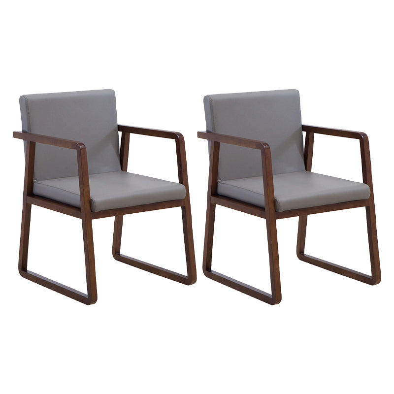 Contemporary Wood Dining Arm Chairs Upholstered Fabric Dining Side Chair for Restaurant Smoke Gray 2 Piece Set Walnut Clearhalo ' kitchen&dining_furn' 'Dining Chairs' 'Dining Tables & Seating' 'dining_chair' 'furn' 'furn_dining_chair' 'Furniture' 'furniture_dining_chair' 'Kitchen & Dining Furniture' 'kitchen' 4040503