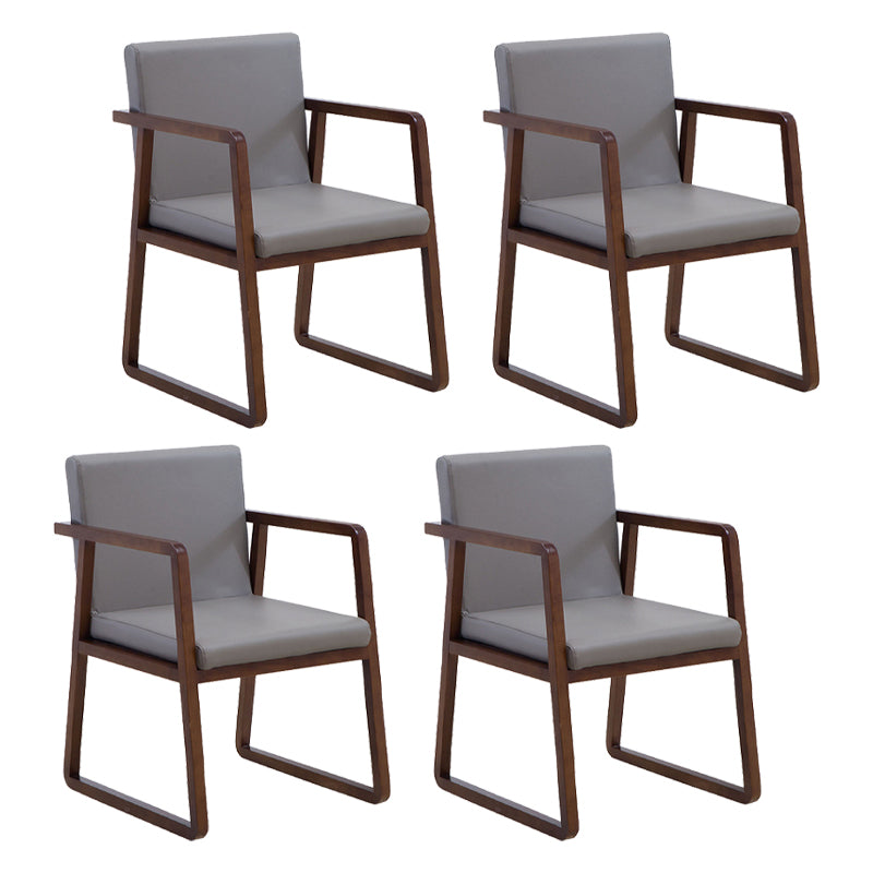 Contemporary Wood Dining Arm Chairs Upholstered Fabric Dining Side Chair for Restaurant Smoke Gray 4 Piece Set Walnut Clearhalo ' kitchen&dining_furn' 'Dining Chairs' 'Dining Tables & Seating' 'dining_chair' 'furn' 'furn_dining_chair' 'Furniture' 'furniture_dining_chair' 'Kitchen & Dining Furniture' 'kitchen' 4040504