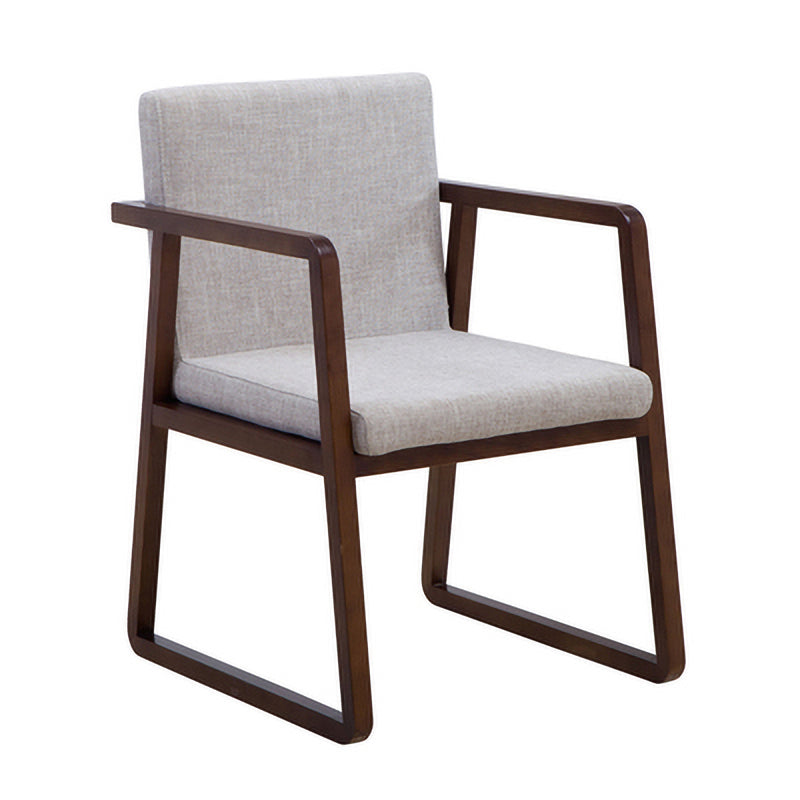 Contemporary Wood Dining Arm Chairs Upholstered Fabric Dining Side Chair for Restaurant Gray-White 1 Piece Walnut Clearhalo ' kitchen&dining_furn' 'Dining Chairs' 'Dining Tables & Seating' 'dining_chair' 'furn' 'furn_dining_chair' 'Furniture' 'furniture_dining_chair' 'Kitchen & Dining Furniture' 'kitchen' 4040505