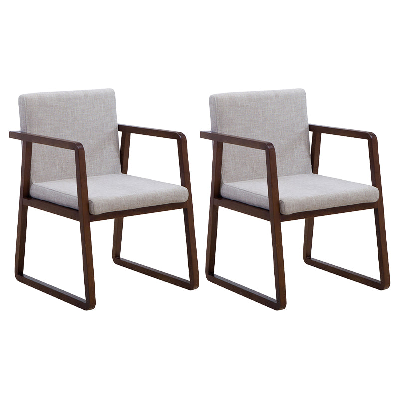 Contemporary Wood Dining Arm Chairs Upholstered Fabric Dining Side Chair for Restaurant Gray-White 2 Piece Set Walnut Clearhalo ' kitchen&dining_furn' 'Dining Chairs' 'Dining Tables & Seating' 'dining_chair' 'furn' 'furn_dining_chair' 'Furniture' 'furniture_dining_chair' 'Kitchen & Dining Furniture' 'kitchen' 4040506