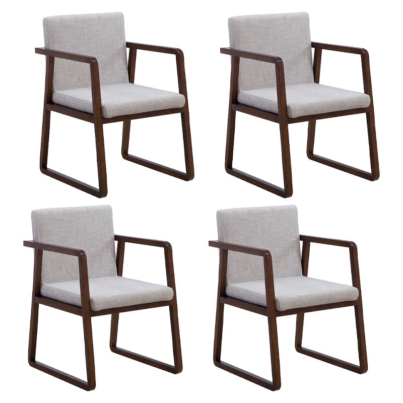 Contemporary Wood Dining Arm Chairs Upholstered Fabric Dining Side Chair for Restaurant Gray-White 4 Piece Set Walnut Clearhalo ' kitchen&dining_furn' 'Dining Chairs' 'Dining Tables & Seating' 'dining_chair' 'furn' 'furn_dining_chair' 'Furniture' 'furniture_dining_chair' 'Kitchen & Dining Furniture' 'kitchen' 4040507