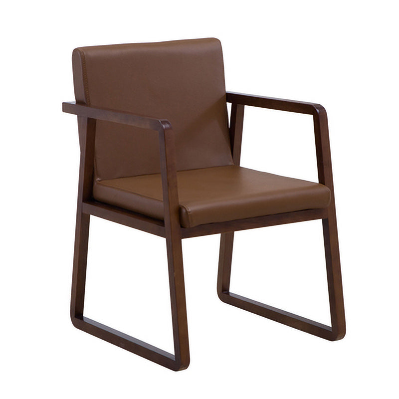 Contemporary Wood Dining Arm Chairs Upholstered Fabric Dining Side Chair for Restaurant Dark Brown 1 Piece Walnut Clearhalo ' kitchen&dining_furn' 'Dining Chairs' 'Dining Tables & Seating' 'dining_chair' 'furn' 'furn_dining_chair' 'Furniture' 'furniture_dining_chair' 'Kitchen & Dining Furniture' 'kitchen' 4040508