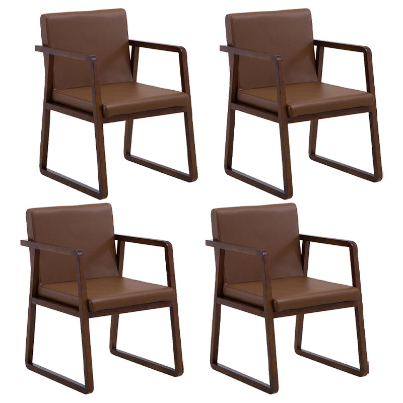 Contemporary Wood Dining Arm Chairs Upholstered Fabric Dining Side Chair for Restaurant Dark Brown 4 Piece Set Walnut Clearhalo ' kitchen&dining_furn' 'Dining Chairs' 'Dining Tables & Seating' 'dining_chair' 'furn' 'furn_dining_chair' 'Furniture' 'furniture_dining_chair' 'Kitchen & Dining Furniture' 'kitchen' 4040510
