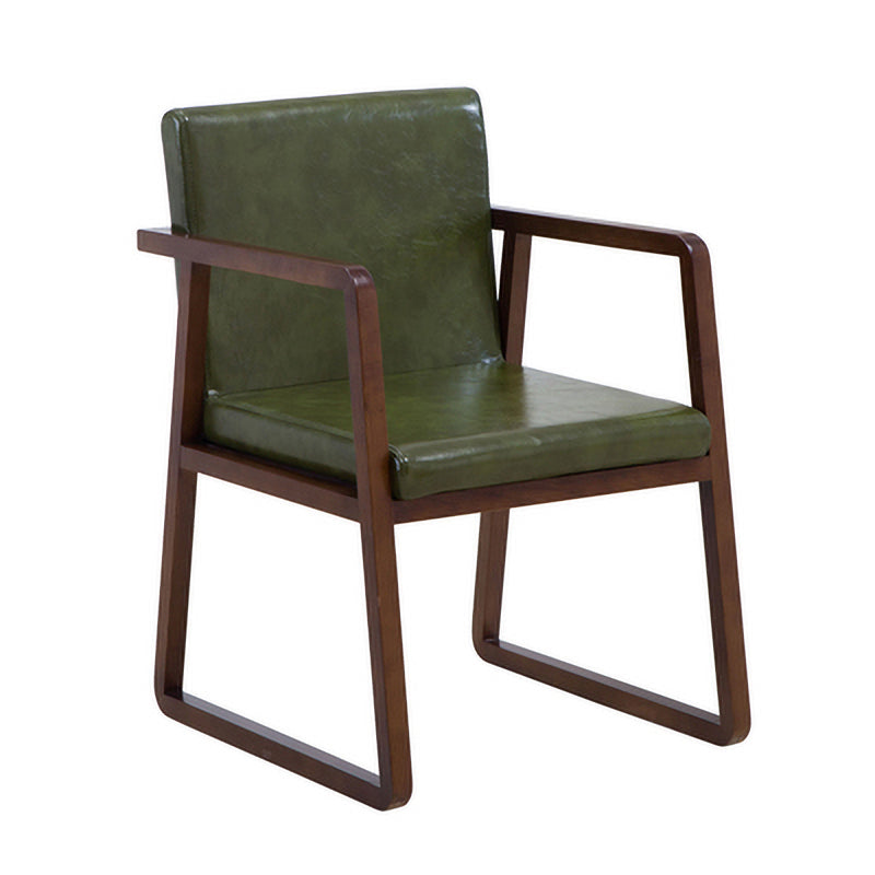 Contemporary Wood Dining Arm Chairs Upholstered Fabric Dining Side Chair for Restaurant Blackish Green 1 Piece Walnut Clearhalo ' kitchen&dining_furn' 'Dining Chairs' 'Dining Tables & Seating' 'dining_chair' 'furn' 'furn_dining_chair' 'Furniture' 'furniture_dining_chair' 'Kitchen & Dining Furniture' 'kitchen' 4040511