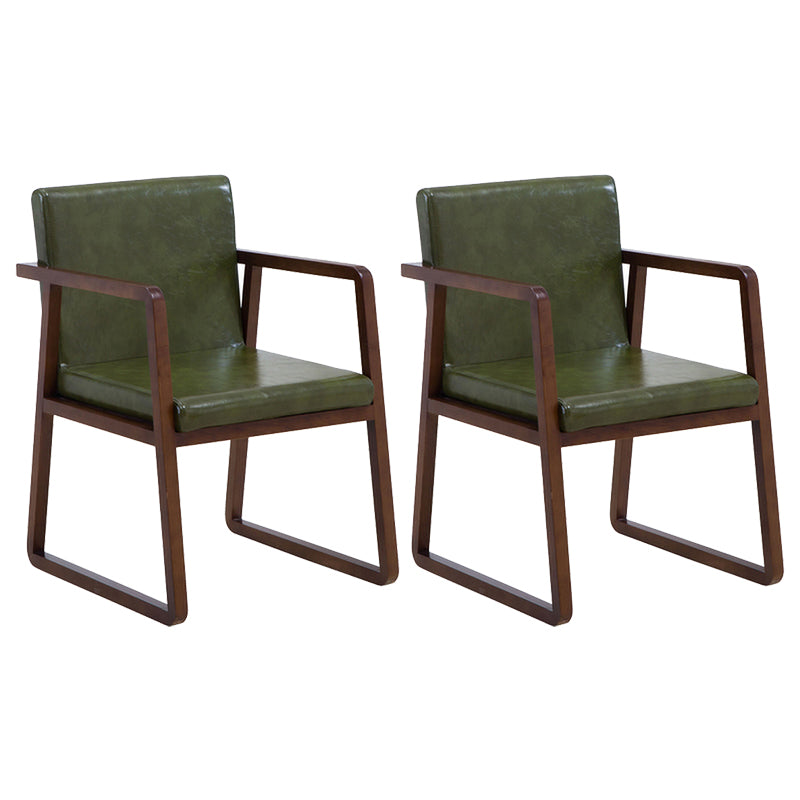 Contemporary Wood Dining Arm Chairs Upholstered Fabric Dining Side Chair for Restaurant Blackish Green 2 Piece Set Walnut Clearhalo ' kitchen&dining_furn' 'Dining Chairs' 'Dining Tables & Seating' 'dining_chair' 'furn' 'furn_dining_chair' 'Furniture' 'furniture_dining_chair' 'Kitchen & Dining Furniture' 'kitchen' 4040512