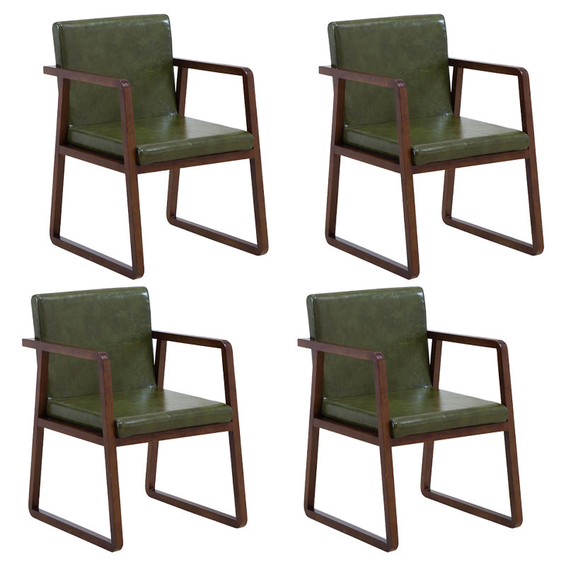 Contemporary Wood Dining Arm Chairs Upholstered Fabric Dining Side Chair for Restaurant Blackish Green 4 Piece Set Walnut Clearhalo ' kitchen&dining_furn' 'Dining Chairs' 'Dining Tables & Seating' 'dining_chair' 'furn' 'furn_dining_chair' 'Furniture' 'furniture_dining_chair' 'Kitchen & Dining Furniture' 'kitchen' 4040513