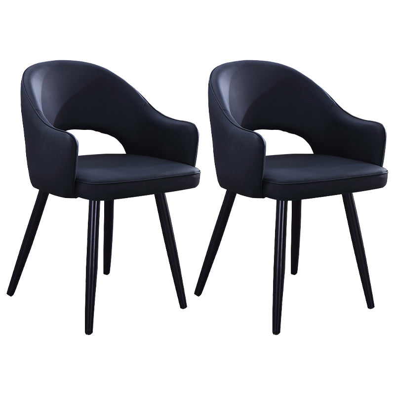 Scandinavian Home Arm Chair Upholstered Open Back Metal Dining Room Chair Black 2 Piece Set Clearhalo ' kitchen&dining_furn' 'Dining Chairs' 'Dining Tables & Seating' 'dining_chair' 'furn' 'furn_dining_chair' 'Furniture' 'furniture_dining_chair' 'Kitchen & Dining Furniture' 'kitchen' 4040518