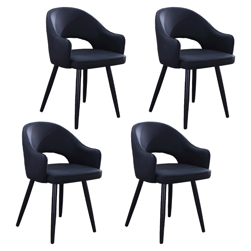 Scandinavian Home Arm Chair Upholstered Open Back Metal Dining Room Chair Black 4 Piece Set Clearhalo ' kitchen&dining_furn' 'Dining Chairs' 'Dining Tables & Seating' 'dining_chair' 'furn' 'furn_dining_chair' 'Furniture' 'furniture_dining_chair' 'Kitchen & Dining Furniture' 'kitchen' 4040519