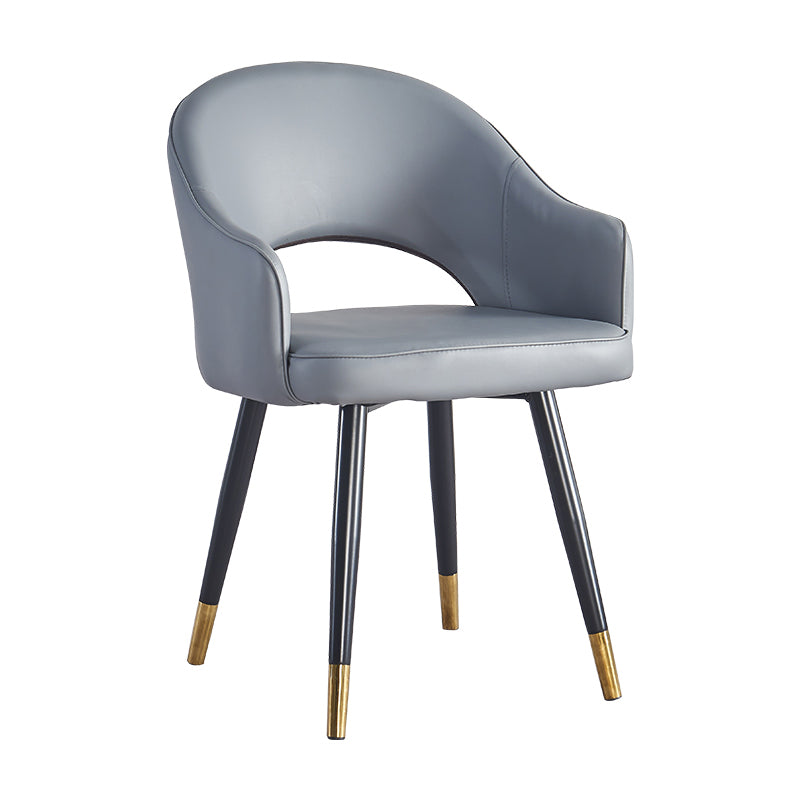 Scandinavian Home Arm Chair Upholstered Open Back Metal Dining Room Chair Dark Gray 1 Piece Clearhalo ' kitchen&dining_furn' 'Dining Chairs' 'Dining Tables & Seating' 'dining_chair' 'furn' 'furn_dining_chair' 'Furniture' 'furniture_dining_chair' 'Kitchen & Dining Furniture' 'kitchen' 4040528