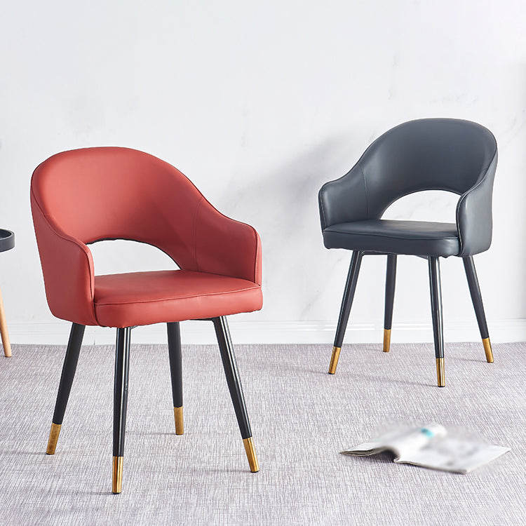 Scandinavian Home Arm Chair Upholstered Open Back Metal Dining Room Chair Clearhalo ' kitchen&dining_furn' 'Dining Chairs' 'Dining Tables & Seating' 'dining_chair' 'furn' 'furn_dining_chair' 'Furniture' 'furniture_dining_chair' 'Kitchen & Dining Furniture' 'kitchen' 4040533