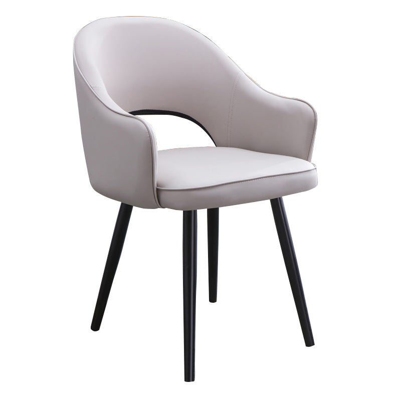 Scandinavian Home Arm Chair Upholstered Open Back Metal Dining Room Chair Light Gray 1 Piece Clearhalo ' kitchen&dining_furn' 'Dining Chairs' 'Dining Tables & Seating' 'dining_chair' 'furn' 'furn_dining_chair' 'Furniture' 'furniture_dining_chair' 'Kitchen & Dining Furniture' 'kitchen' 4040534