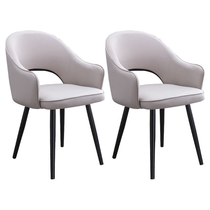 Scandinavian Home Arm Chair Upholstered Open Back Metal Dining Room Chair Light Gray 2 Piece Set Clearhalo ' kitchen&dining_furn' 'Dining Chairs' 'Dining Tables & Seating' 'dining_chair' 'furn' 'furn_dining_chair' 'Furniture' 'furniture_dining_chair' 'Kitchen & Dining Furniture' 'kitchen' 4040535