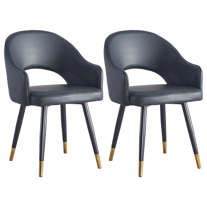 Scandinavian Home Arm Chair Upholstered Open Back Metal Dining Room Chair Gloss Black 2 Piece Set Clearhalo ' kitchen&dining_furn' 'Dining Chairs' 'Dining Tables & Seating' 'dining_chair' 'furn' 'furn_dining_chair' 'Furniture' 'furniture_dining_chair' 'Kitchen & Dining Furniture' 'kitchen' 4040538