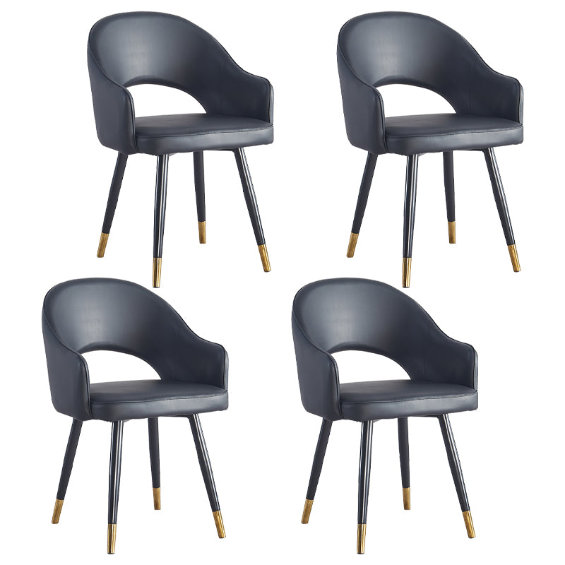 Scandinavian Home Arm Chair Upholstered Open Back Metal Dining Room Chair Gloss Black 4 Piece Set Clearhalo ' kitchen&dining_furn' 'Dining Chairs' 'Dining Tables & Seating' 'dining_chair' 'furn' 'furn_dining_chair' 'Furniture' 'furniture_dining_chair' 'Kitchen & Dining Furniture' 'kitchen' 4040539