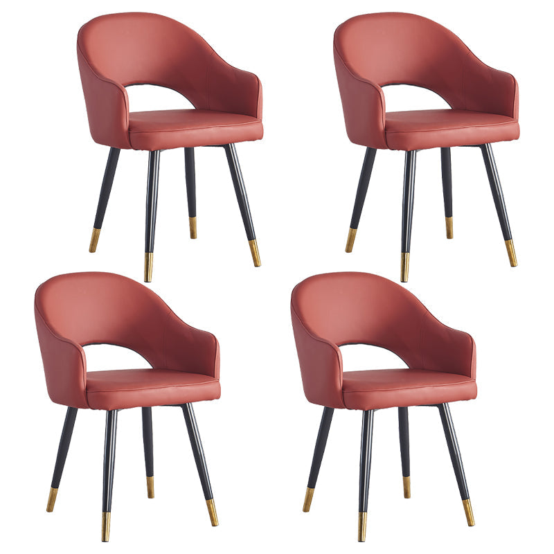 Scandinavian Home Arm Chair Upholstered Open Back Metal Dining Room Chair Burgundy 4 Piece Set Clearhalo ' kitchen&dining_furn' 'Dining Chairs' 'Dining Tables & Seating' 'dining_chair' 'furn' 'furn_dining_chair' 'Furniture' 'furniture_dining_chair' 'Kitchen & Dining Furniture' 'kitchen' 4040545