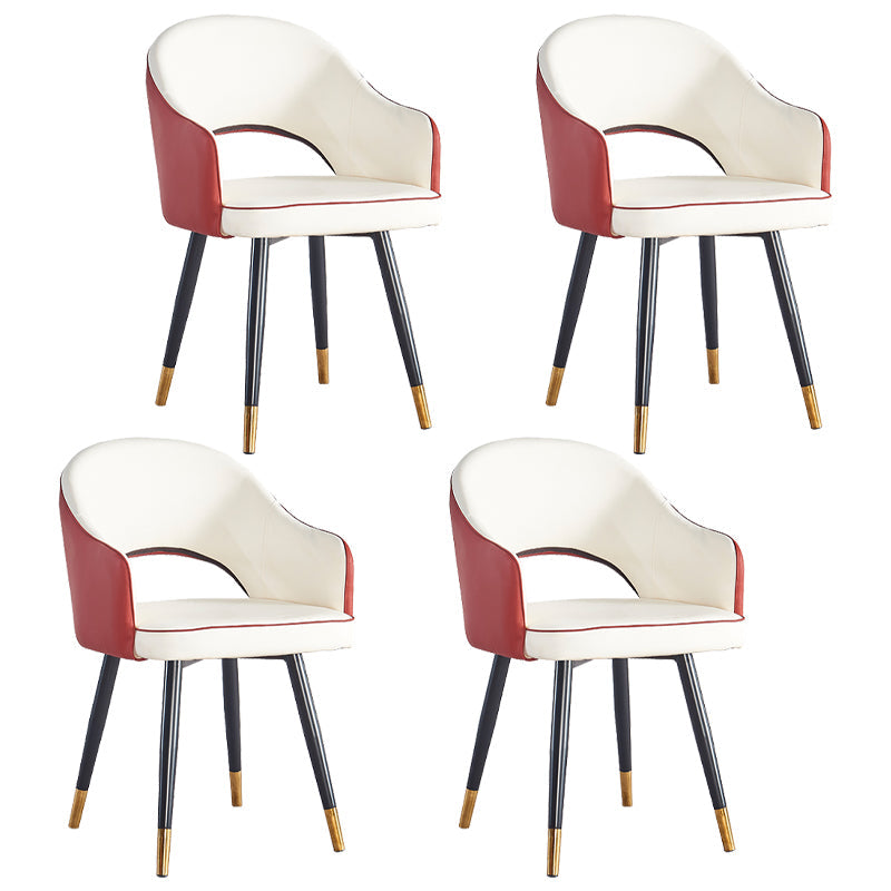 Scandinavian Home Arm Chair Upholstered Open Back Metal Dining Room Chair White-Red 4 Piece Set Clearhalo ' kitchen&dining_furn' 'Dining Chairs' 'Dining Tables & Seating' 'dining_chair' 'furn' 'furn_dining_chair' 'Furniture' 'furniture_dining_chair' 'Kitchen & Dining Furniture' 'kitchen' 4040551