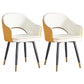 Scandinavian Home Arm Chair Upholstered Open Back Metal Dining Room Chair Yellow White 2 Piece Set Clearhalo ' kitchen&dining_furn' 'Dining Chairs' 'Dining Tables & Seating' 'dining_chair' 'furn' 'furn_dining_chair' 'Furniture' 'furniture_dining_chair' 'Kitchen & Dining Furniture' 'kitchen' 4040556
