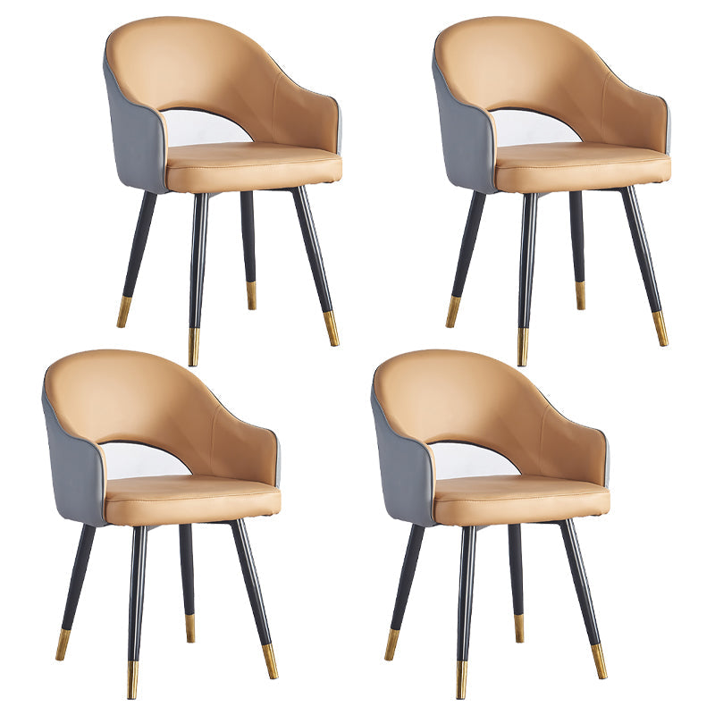 Scandinavian Home Arm Chair Upholstered Open Back Metal Dining Room Chair Gray Coffee 4 Piece Set Clearhalo ' kitchen&dining_furn' 'Dining Chairs' 'Dining Tables & Seating' 'dining_chair' 'furn' 'furn_dining_chair' 'Furniture' 'furniture_dining_chair' 'Kitchen & Dining Furniture' 'kitchen' 4040560