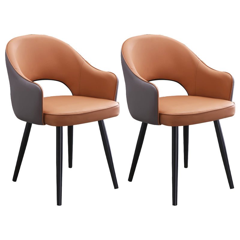 Scandinavian Home Arm Chair Upholstered Open Back Metal Dining Room Chair Gray-Khaki 2 Piece Set Clearhalo ' kitchen&dining_furn' 'Dining Chairs' 'Dining Tables & Seating' 'dining_chair' 'furn' 'furn_dining_chair' 'Furniture' 'furniture_dining_chair' 'Kitchen & Dining Furniture' 'kitchen' 4040562