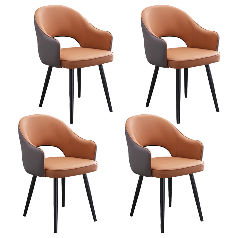 Scandinavian Home Arm Chair Upholstered Open Back Metal Dining Room Chair Gray-Khaki 4 Piece Set Clearhalo ' kitchen&dining_furn' 'Dining Chairs' 'Dining Tables & Seating' 'dining_chair' 'furn' 'furn_dining_chair' 'Furniture' 'furniture_dining_chair' 'Kitchen & Dining Furniture' 'kitchen' 4040563