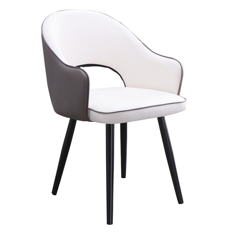 Scandinavian Home Arm Chair Upholstered Open Back Metal Dining Room Chair Gray-White 1 Piece Clearhalo ' kitchen&dining_furn' 'Dining Chairs' 'Dining Tables & Seating' 'dining_chair' 'furn' 'furn_dining_chair' 'Furniture' 'furniture_dining_chair' 'Kitchen & Dining Furniture' 'kitchen' 4040564