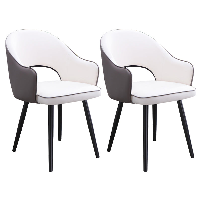 Scandinavian Home Arm Chair Upholstered Open Back Metal Dining Room Chair Gray-White 2 Piece Set Clearhalo ' kitchen&dining_furn' 'Dining Chairs' 'Dining Tables & Seating' 'dining_chair' 'furn' 'furn_dining_chair' 'Furniture' 'furniture_dining_chair' 'Kitchen & Dining Furniture' 'kitchen' 4040565