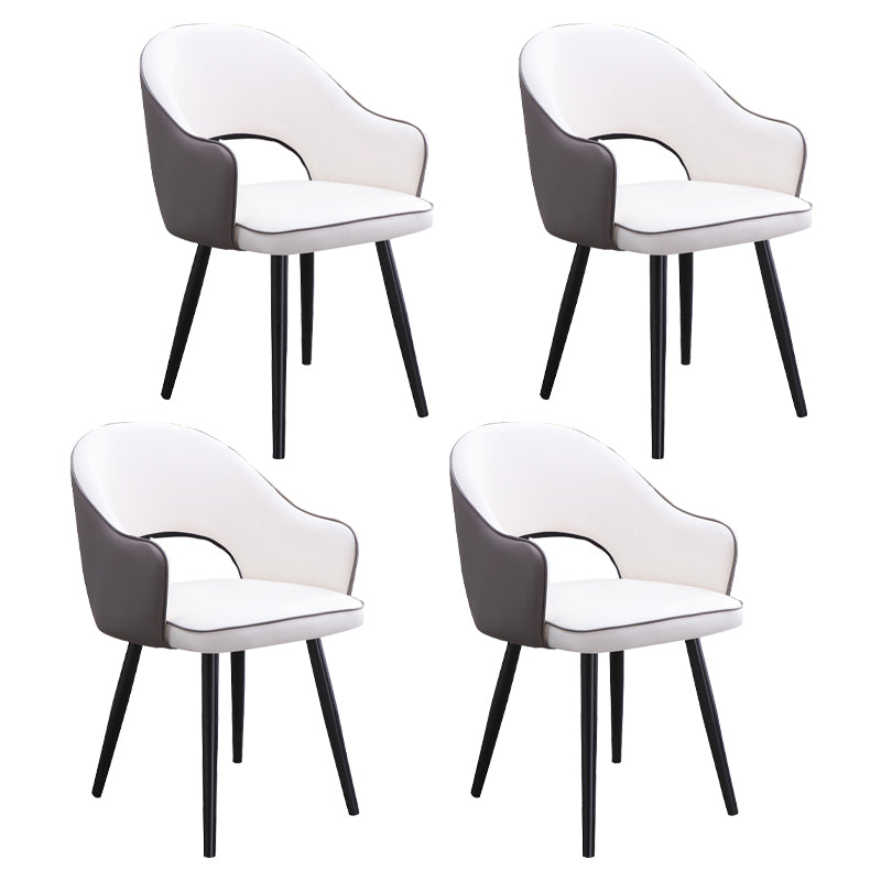 Scandinavian Home Arm Chair Upholstered Open Back Metal Dining Room Chair Gray-White 4 Piece Set Clearhalo ' kitchen&dining_furn' 'Dining Chairs' 'Dining Tables & Seating' 'dining_chair' 'furn' 'furn_dining_chair' 'Furniture' 'furniture_dining_chair' 'Kitchen & Dining Furniture' 'kitchen' 4040566