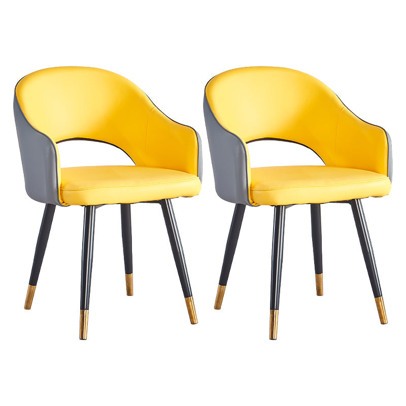 Scandinavian Home Arm Chair Upholstered Open Back Metal Dining Room Chair Gray-Yellow 2 Piece Set Clearhalo ' kitchen&dining_furn' 'Dining Chairs' 'Dining Tables & Seating' 'dining_chair' 'furn' 'furn_dining_chair' 'Furniture' 'furniture_dining_chair' 'Kitchen & Dining Furniture' 'kitchen' 4040568