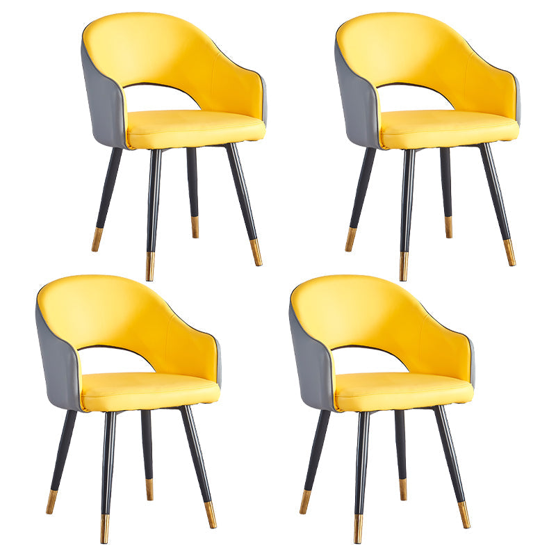 Scandinavian Home Arm Chair Upholstered Open Back Metal Dining Room Chair Gray-Yellow 4 Piece Set Clearhalo ' kitchen&dining_furn' 'Dining Chairs' 'Dining Tables & Seating' 'dining_chair' 'furn' 'furn_dining_chair' 'Furniture' 'furniture_dining_chair' 'Kitchen & Dining Furniture' 'kitchen' 4040569