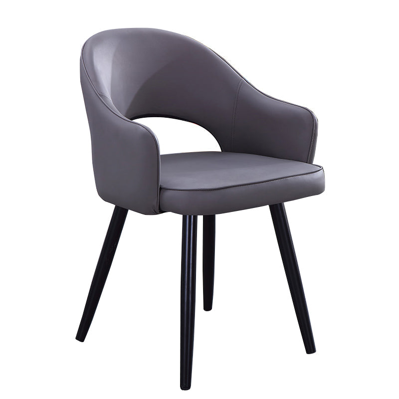 Scandinavian Home Arm Chair Upholstered Open Back Metal Dining Room Chair Dark Gray-Black 1 Piece Clearhalo ' kitchen&dining_furn' 'Dining Chairs' 'Dining Tables & Seating' 'dining_chair' 'furn' 'furn_dining_chair' 'Furniture' 'furniture_dining_chair' 'Kitchen & Dining Furniture' 'kitchen' 4040570