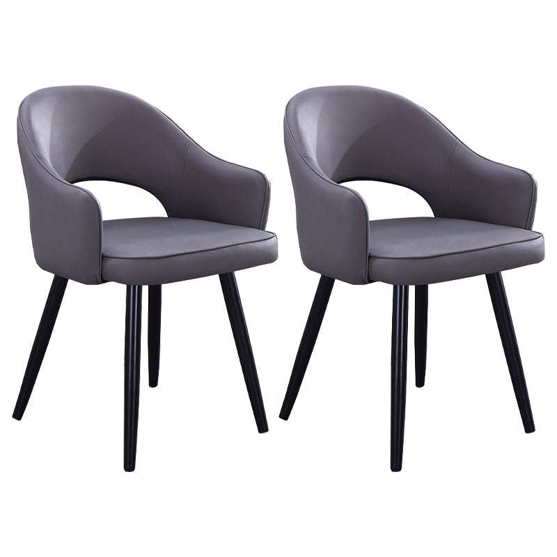 Scandinavian Home Arm Chair Upholstered Open Back Metal Dining Room Chair Dark Gray-Black 2 Piece Set Clearhalo ' kitchen&dining_furn' 'Dining Chairs' 'Dining Tables & Seating' 'dining_chair' 'furn' 'furn_dining_chair' 'Furniture' 'furniture_dining_chair' 'Kitchen & Dining Furniture' 'kitchen' 4040571
