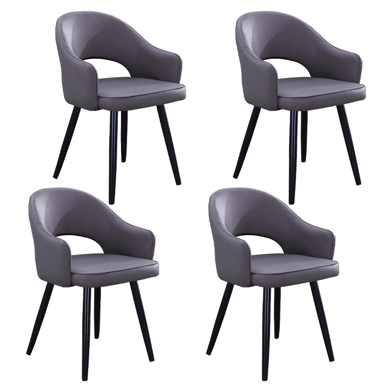 Scandinavian Home Arm Chair Upholstered Open Back Metal Dining Room Chair Dark Gray-Black 4 Piece Set Clearhalo ' kitchen&dining_furn' 'Dining Chairs' 'Dining Tables & Seating' 'dining_chair' 'furn' 'furn_dining_chair' 'Furniture' 'furniture_dining_chair' 'Kitchen & Dining Furniture' 'kitchen' 4040572