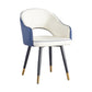 Scandinavian Home Arm Chair Upholstered Open Back Metal Dining Room Chair Dark Blue-White 1 Piece Clearhalo ' kitchen&dining_furn' 'Dining Chairs' 'Dining Tables & Seating' 'dining_chair' 'furn' 'furn_dining_chair' 'Furniture' 'furniture_dining_chair' 'Kitchen & Dining Furniture' 'kitchen' 4040573