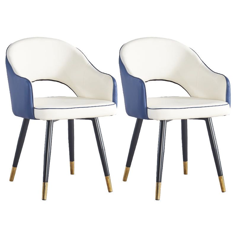 Scandinavian Home Arm Chair Upholstered Open Back Metal Dining Room Chair Dark Blue-White 2 Piece Set Clearhalo ' kitchen&dining_furn' 'Dining Chairs' 'Dining Tables & Seating' 'dining_chair' 'furn' 'furn_dining_chair' 'Furniture' 'furniture_dining_chair' 'Kitchen & Dining Furniture' 'kitchen' 4040574