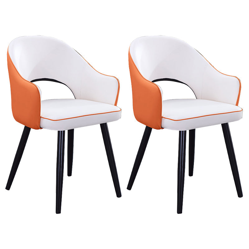 Scandinavian Home Arm Chair Upholstered Open Back Metal Dining Room Chair Orange White 2 Piece Set Clearhalo ' kitchen&dining_furn' 'Dining Chairs' 'Dining Tables & Seating' 'dining_chair' 'furn' 'furn_dining_chair' 'Furniture' 'furniture_dining_chair' 'Kitchen & Dining Furniture' 'kitchen' 4040580