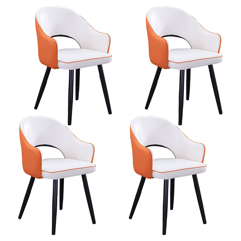 Scandinavian Home Arm Chair Upholstered Open Back Metal Dining Room Chair Orange White 4 Piece Set Clearhalo ' kitchen&dining_furn' 'Dining Chairs' 'Dining Tables & Seating' 'dining_chair' 'furn' 'furn_dining_chair' 'Furniture' 'furniture_dining_chair' 'Kitchen & Dining Furniture' 'kitchen' 4040581