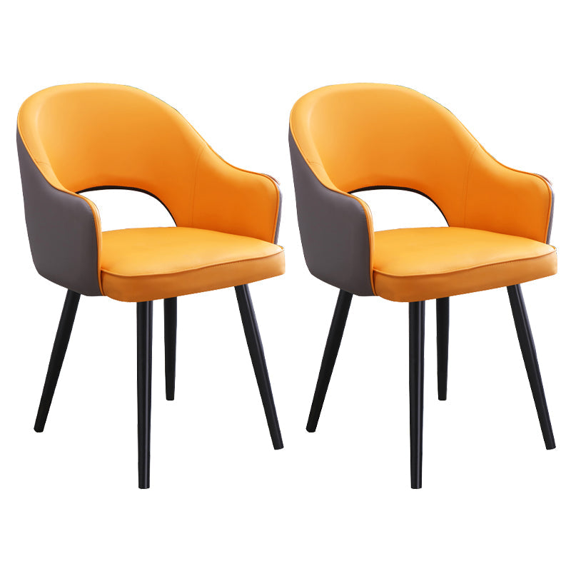 Scandinavian Home Arm Chair Upholstered Open Back Metal Dining Room Chair Gray-Orange 2 Piece Set Clearhalo ' kitchen&dining_furn' 'Dining Chairs' 'Dining Tables & Seating' 'dining_chair' 'furn' 'furn_dining_chair' 'Furniture' 'furniture_dining_chair' 'Kitchen & Dining Furniture' 'kitchen' 4040583