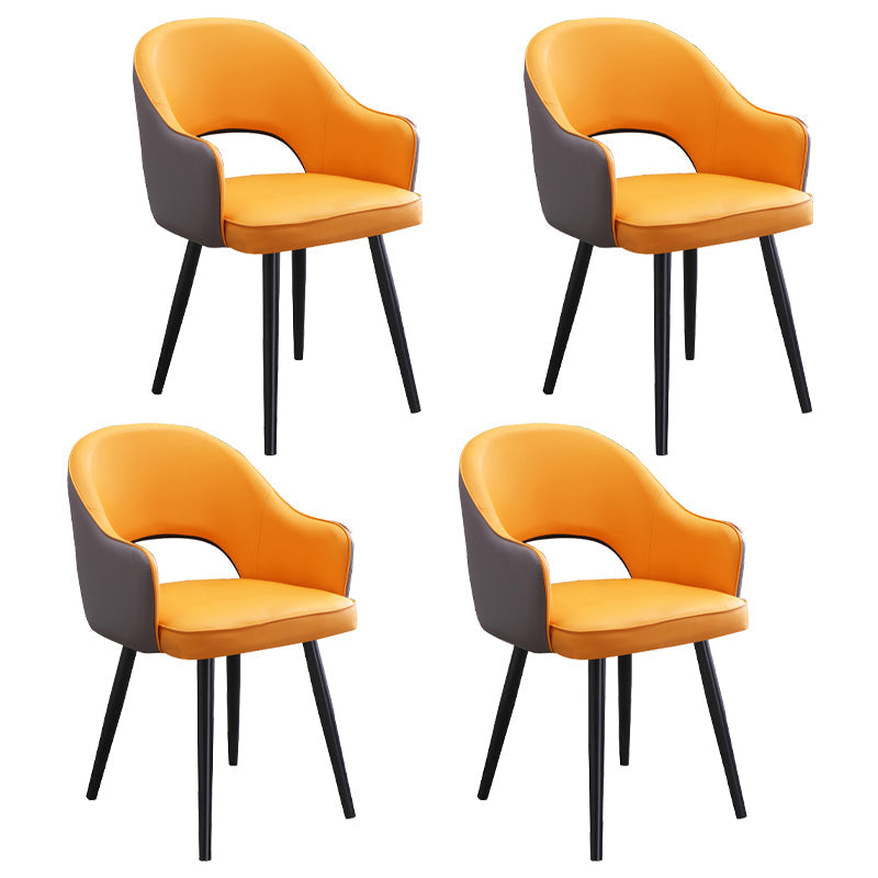 Scandinavian Home Arm Chair Upholstered Open Back Metal Dining Room Chair Gray-Orange 4 Piece Set Clearhalo ' kitchen&dining_furn' 'Dining Chairs' 'Dining Tables & Seating' 'dining_chair' 'furn' 'furn_dining_chair' 'Furniture' 'furniture_dining_chair' 'Kitchen & Dining Furniture' 'kitchen' 4040584