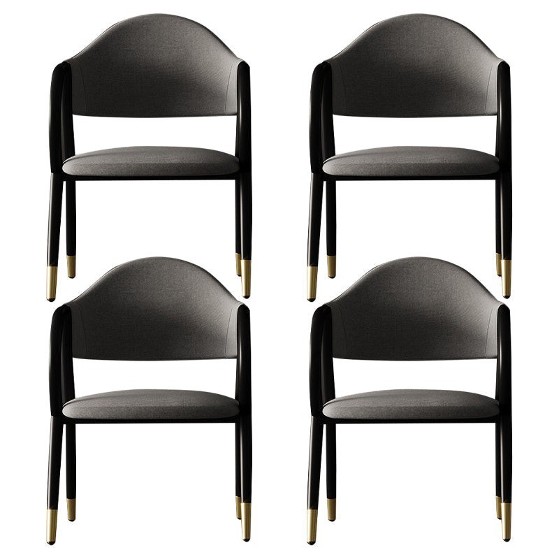 Industrial Leather Restaurant Arm Chair Open Back Dining Chair with Metal Legs Grey 4 Piece Set Clearhalo ' kitchen&dining_furn' 'Dining Chairs' 'Dining Tables & Seating' 'dining_chair' 'furn' 'furn_dining_chair' 'Furniture' 'furniture_dining_chair' 'Kitchen & Dining Furniture' 'kitchen' 4040590