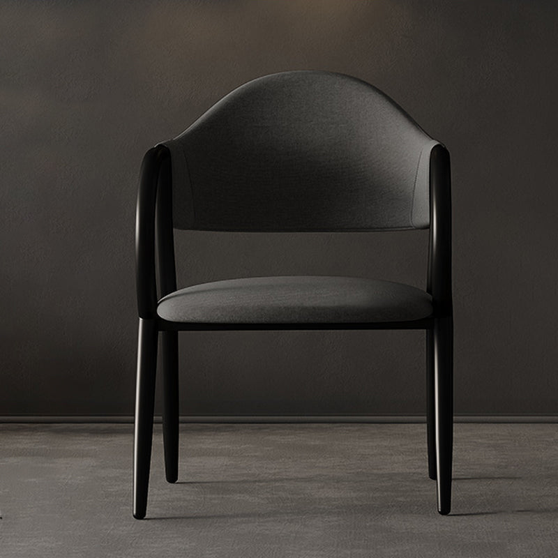 Industrial Leather Restaurant Arm Chair Open Back Dining Chair with Metal Legs Dark Gray 1 Piece Clearhalo ' kitchen&dining_furn' 'Dining Chairs' 'Dining Tables & Seating' 'dining_chair' 'furn' 'furn_dining_chair' 'Furniture' 'furniture_dining_chair' 'Kitchen & Dining Furniture' 'kitchen' 4040592