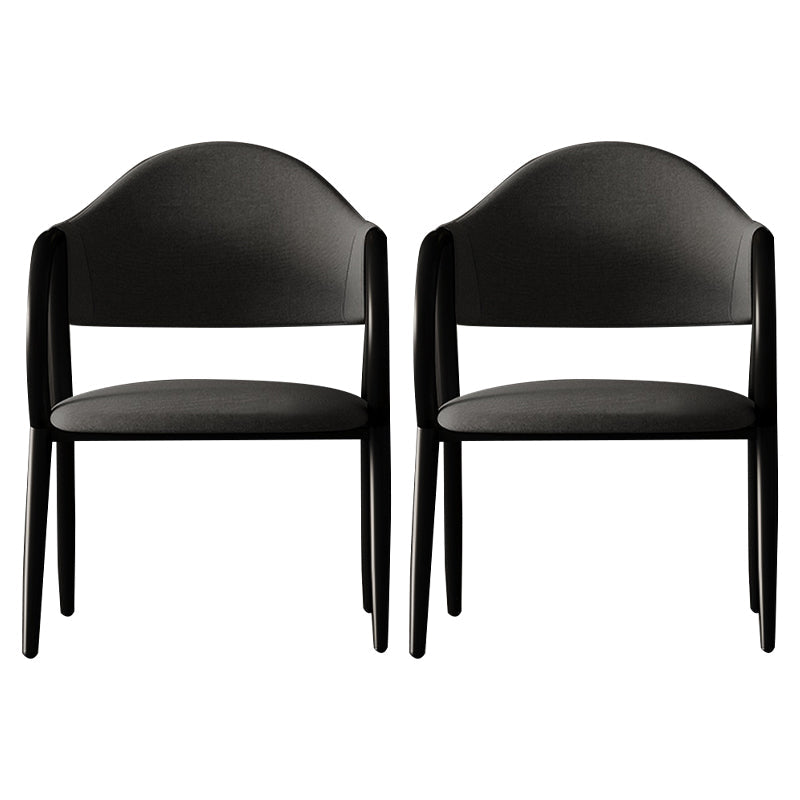 Industrial Leather Restaurant Arm Chair Open Back Dining Chair with Metal Legs Dark Gray 2 Piece Set Clearhalo ' kitchen&dining_furn' 'Dining Chairs' 'Dining Tables & Seating' 'dining_chair' 'furn' 'furn_dining_chair' 'Furniture' 'furniture_dining_chair' 'Kitchen & Dining Furniture' 'kitchen' 4040595