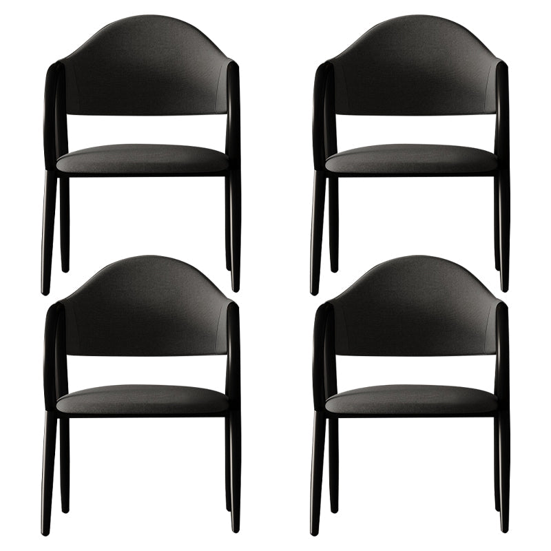 Industrial Leather Restaurant Arm Chair Open Back Dining Chair with Metal Legs Dark Gray 4 Piece Set Clearhalo ' kitchen&dining_furn' 'Dining Chairs' 'Dining Tables & Seating' 'dining_chair' 'furn' 'furn_dining_chair' 'Furniture' 'furniture_dining_chair' 'Kitchen & Dining Furniture' 'kitchen' 4040597