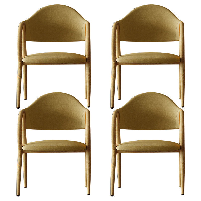 Industrial Leather Restaurant Arm Chair Open Back Dining Chair with Metal Legs Yellow 4 Piece Set Clearhalo ' kitchen&dining_furn' 'Dining Chairs' 'Dining Tables & Seating' 'dining_chair' 'furn' 'furn_dining_chair' 'Furniture' 'furniture_dining_chair' 'Kitchen & Dining Furniture' 'kitchen' 4040606