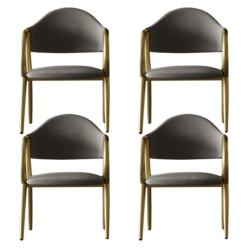 Industrial Leather Restaurant Arm Chair Open Back Dining Chair with Metal Legs Smoke Gray 4 Piece Set Clearhalo ' kitchen&dining_furn' 'Dining Chairs' 'Dining Tables & Seating' 'dining_chair' 'furn' 'furn_dining_chair' 'Furniture' 'furniture_dining_chair' 'Kitchen & Dining Furniture' 'kitchen' 4040612