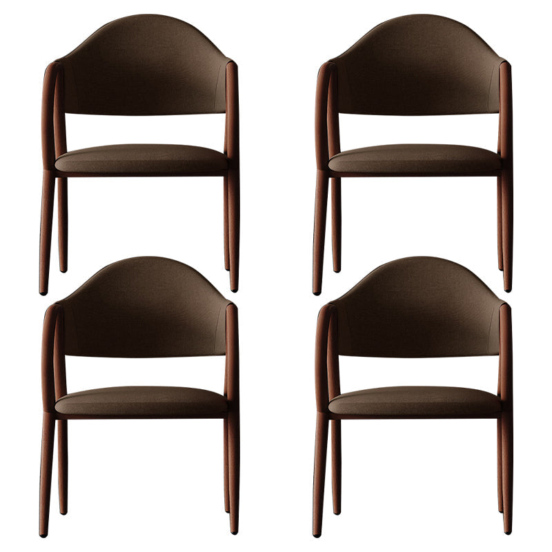 Industrial Leather Restaurant Arm Chair Open Back Dining Chair with Metal Legs Coffee 4 Piece Set Clearhalo ' kitchen&dining_furn' 'Dining Chairs' 'Dining Tables & Seating' 'dining_chair' 'furn' 'furn_dining_chair' 'Furniture' 'furniture_dining_chair' 'Kitchen & Dining Furniture' 'kitchen' 4040615